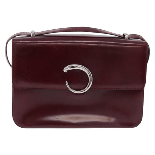 Cartier Panthère Shoulder Patent Leather, Burgundy, Patent Leather, Shoulder Bag