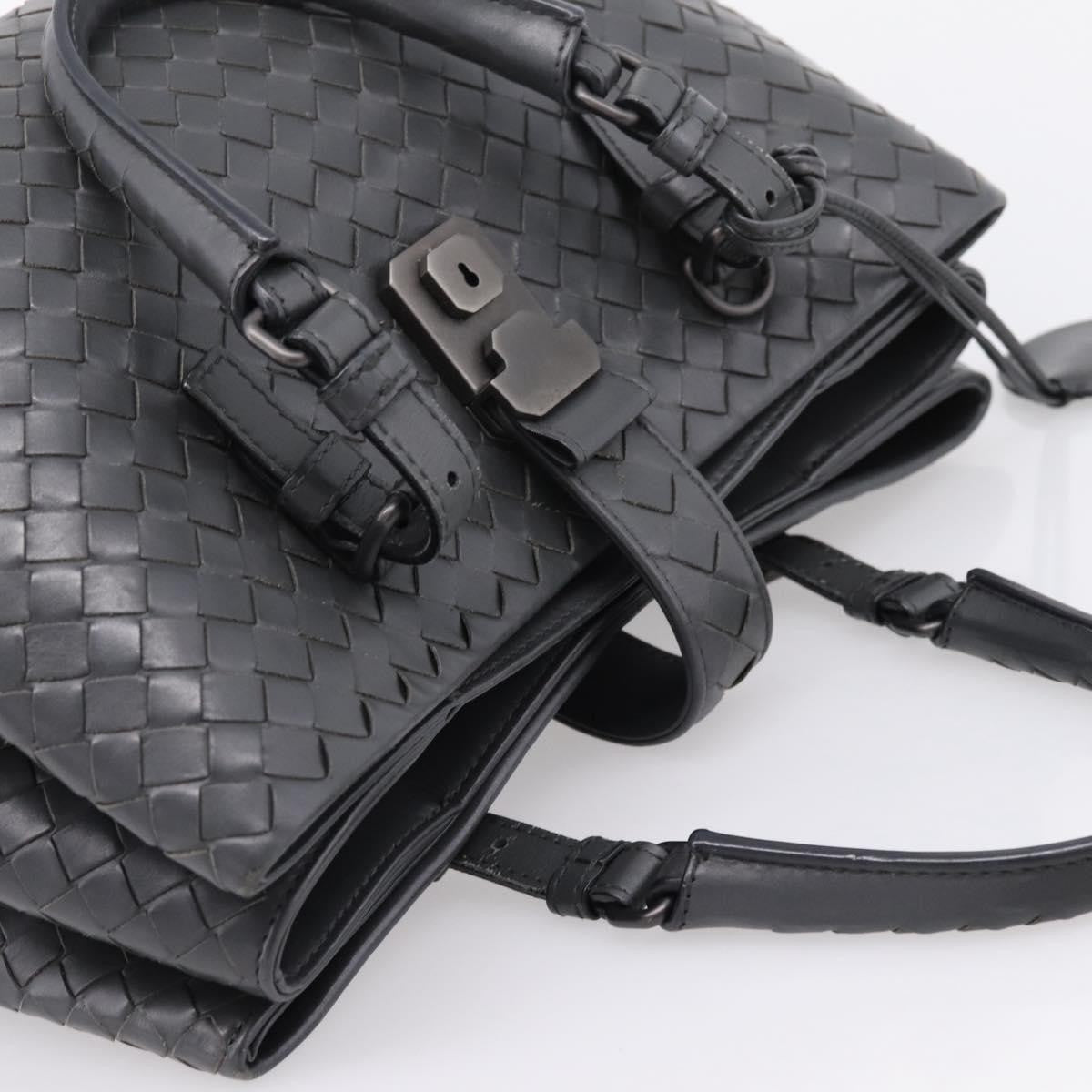 Bottega Veneta Roma Intrecciato Nappa, Gray, Leather, Handbag
