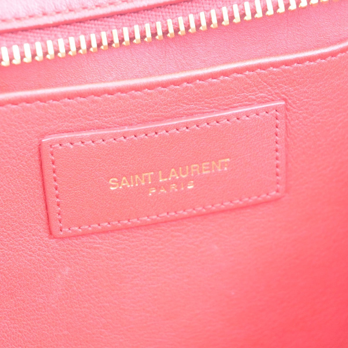 Saint Laurent Chyc Cabas Leather, Red, Leather, Tote Bag