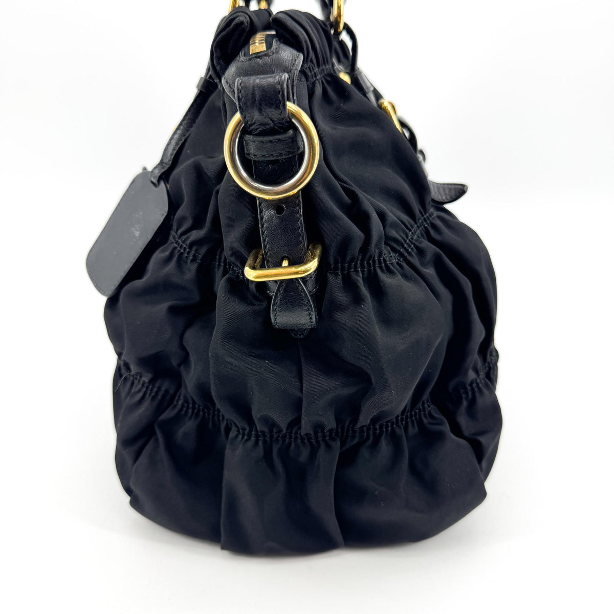 Prada Gaufre Convertible Leather and Tessuto, Black, Nylon, Tote Bag
