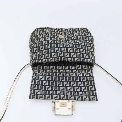 Fendi Vintage Flap Zucchino Canvas, Black, Canvas, Crossbody Bag