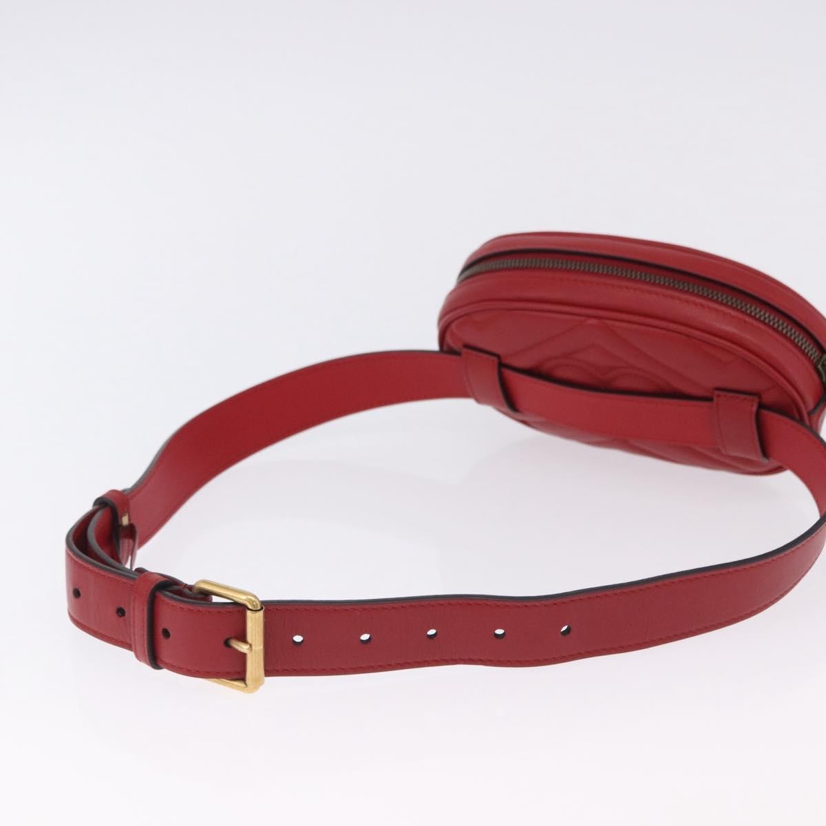 Gucci GG Marmont Belt Matelasse Leather, Red, Leather, Handbag