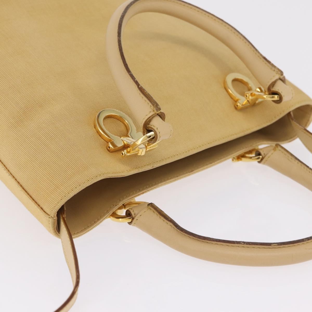 Salvatore Ferragamo Gancini Tote Canvas, Beige, Canvas, Tote Bag