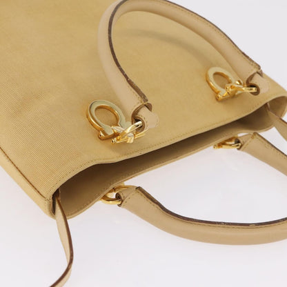 Salvatore Ferragamo Gancini Tote Canvas, Beige, Canvas, Tote Bag
