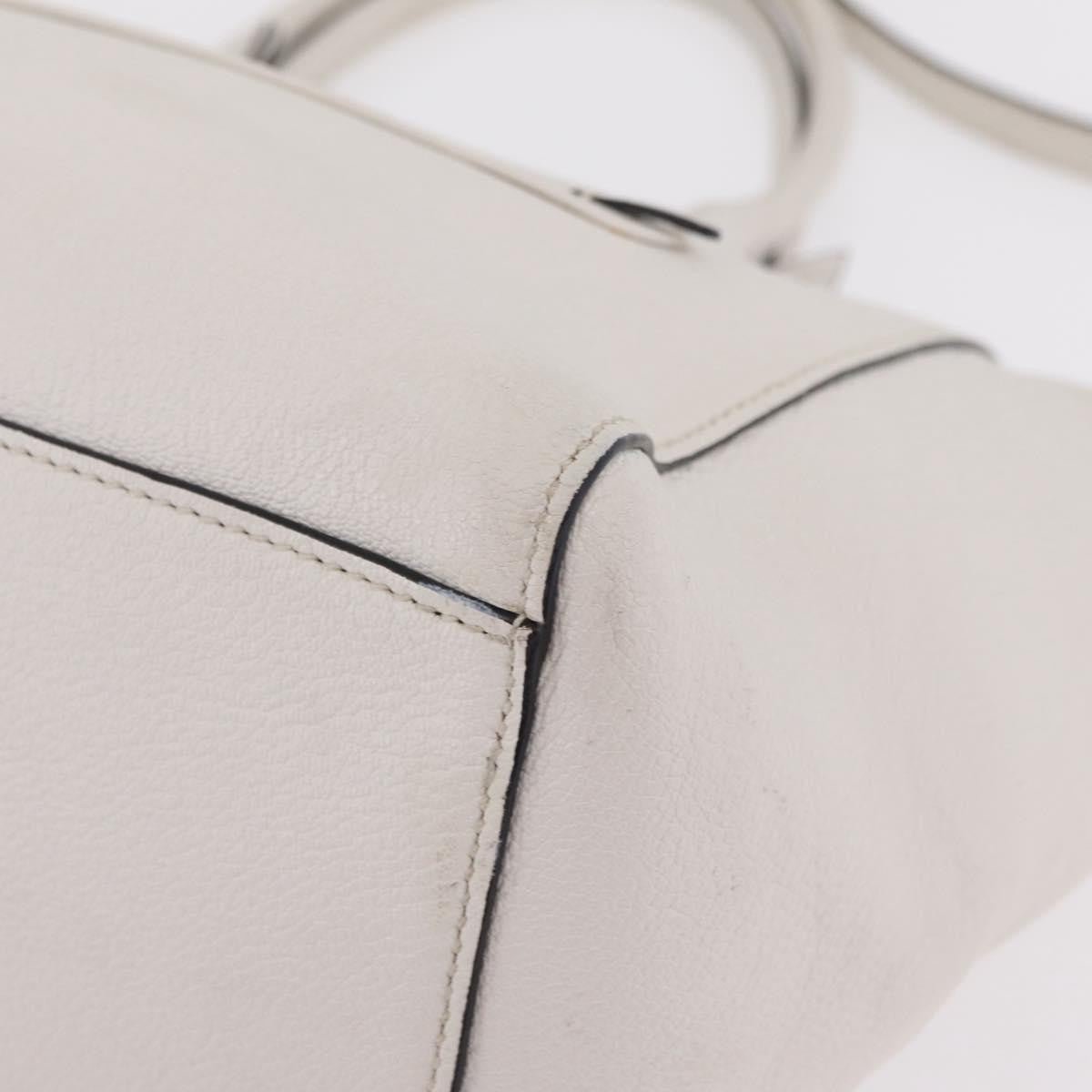 Miu Miu Madras Front Zip Leather, White, Leather, Tote Bag