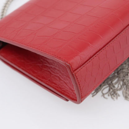 Saint Laurent Classic Monogram Crocodile Embossed Leather, Red, Leather, Crossbody Bag
