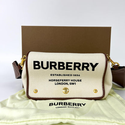 Burberry Horseferry Bum Printed Canvas, Beige, Canvas, Crossbody Bag