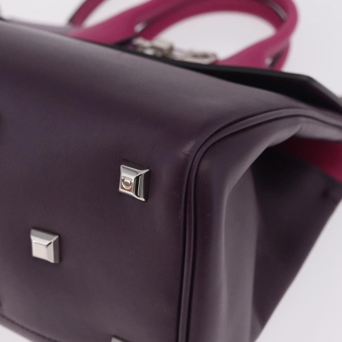 Salvatore Ferragamo Studio Satchel Leather, Purple, Leather, Handbag