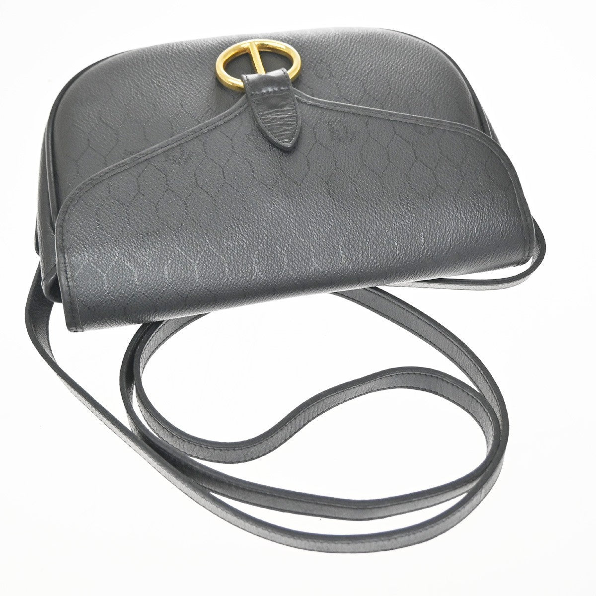Christian Dior Vintage Honeycomb Flap Coated Canvas, Black, Canvas, Shoulder Bag