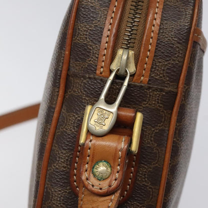 Celine Vintage Macadam Canvas and Leather, Brown, Canvas, Shoulder Bag