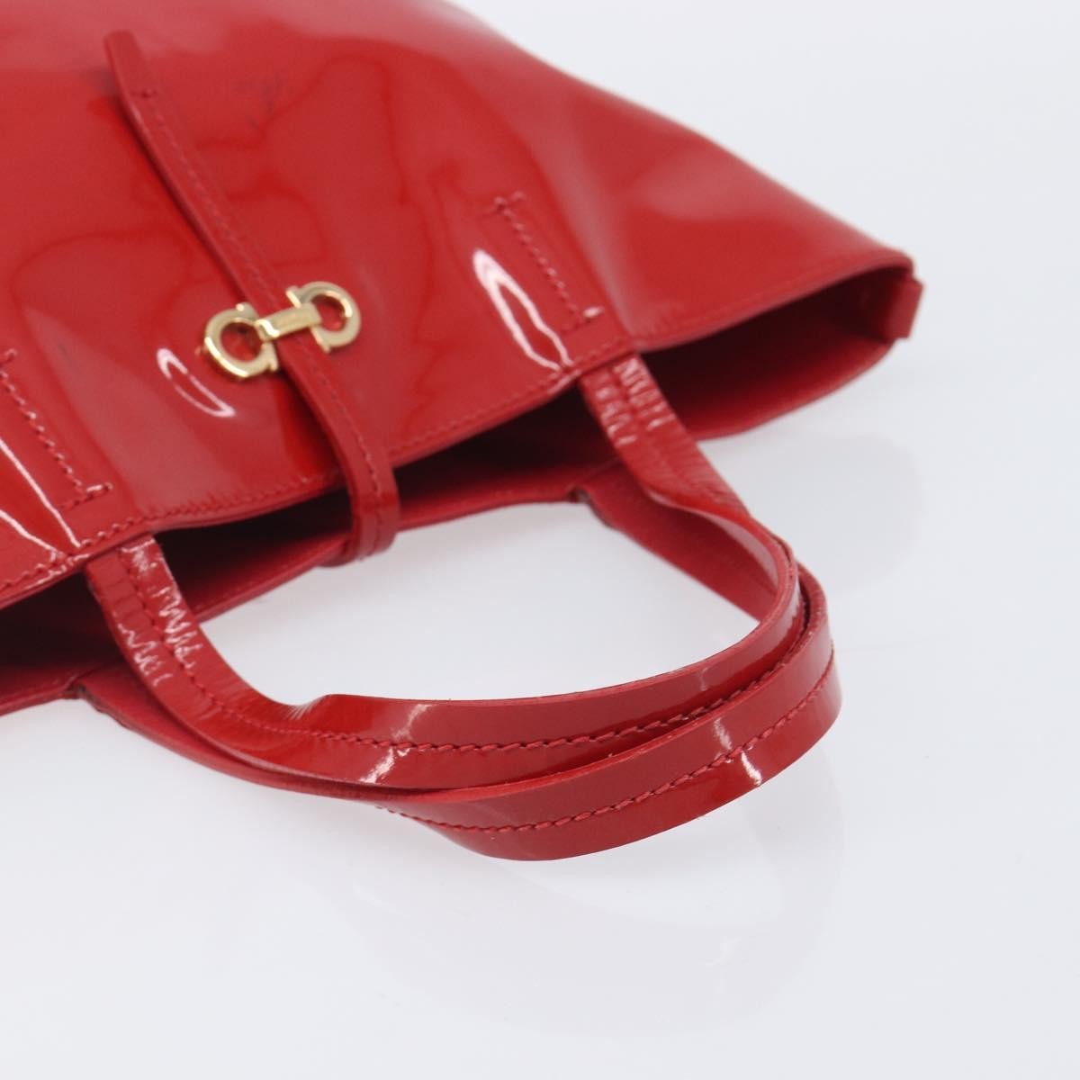 Salvatore Ferragamo Gancini Tote Patent Leather, Red, Patent Leather, Tote Bag