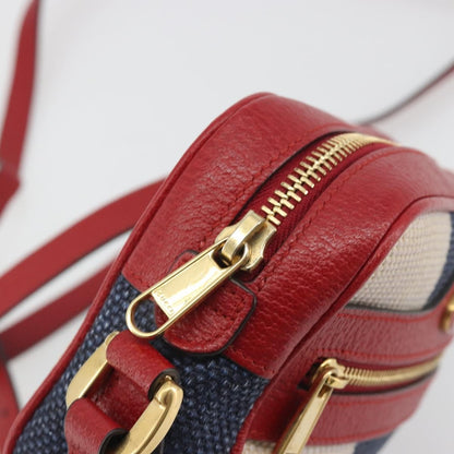 Gucci Ophidia Striped Canvas, Red, Canvas, Shoulder Bag