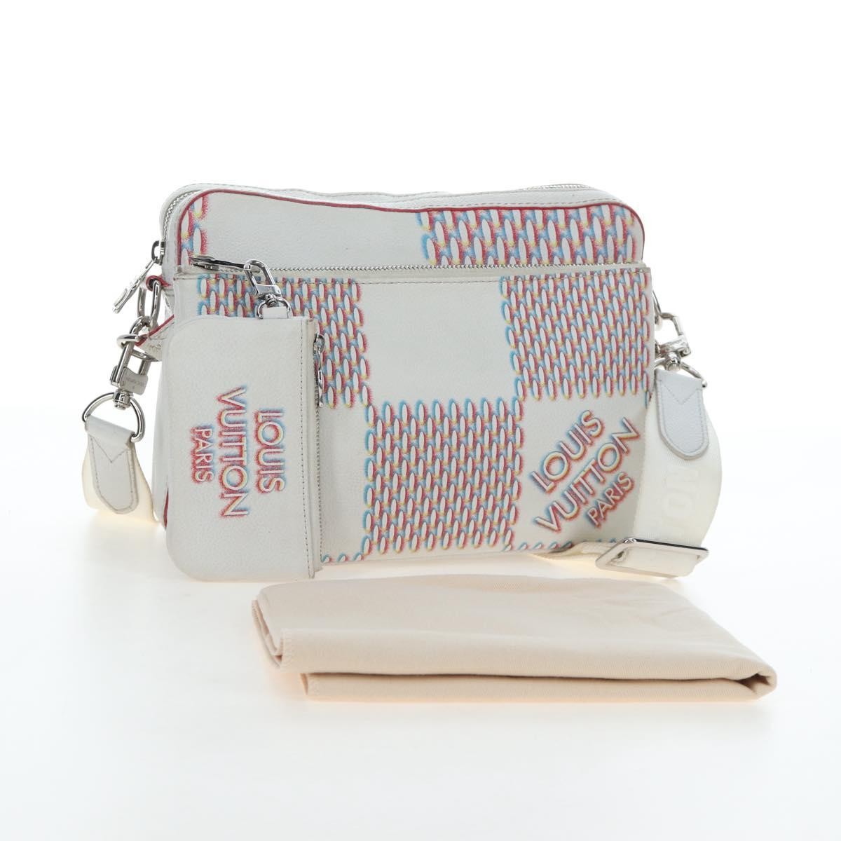 Louis Vuitton Trio Messenger Limited Edition Damier Spray Leather, White, Canvas, Handbag