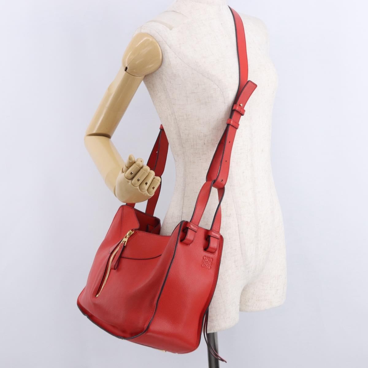 Loewe Hammock Leather, Red, Leather, Handbag