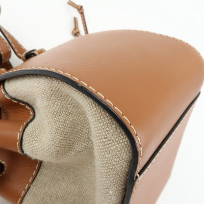 Loewe Hammock Leather and Canvas, Brown, Leather, Handbag