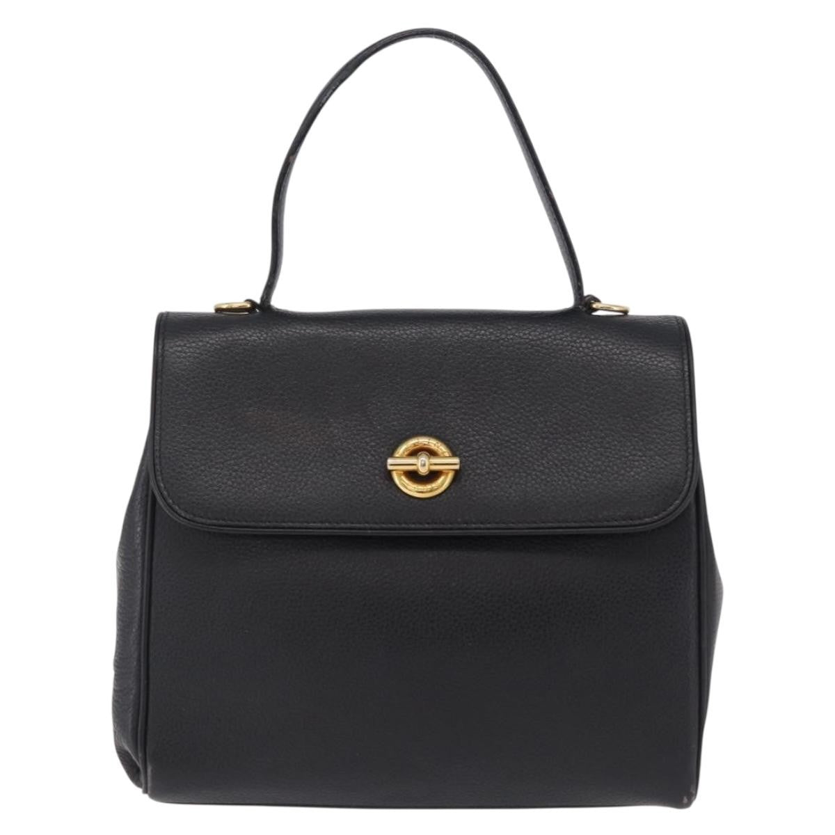 Celine Top Handle Leather, Black, Leather, Handbag