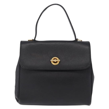 Celine Top Handle Leather, Black, Leather, Handbag