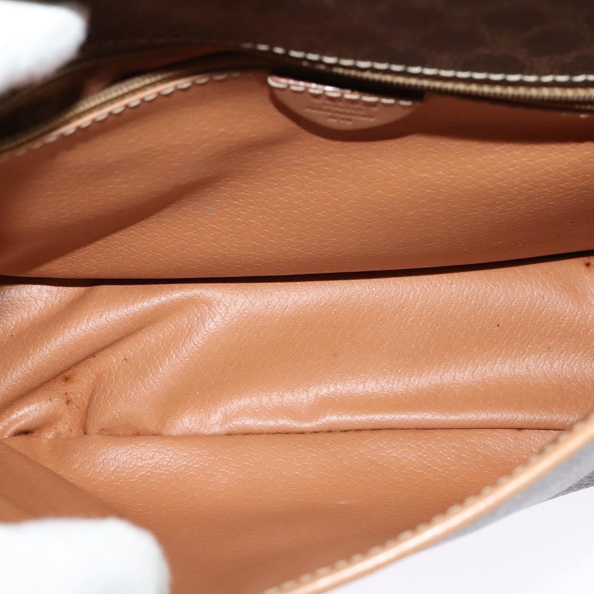 Celine Vintage Macadam Circle Logo Canvas and Leather, Brown, Canvas, Shoulder Bag