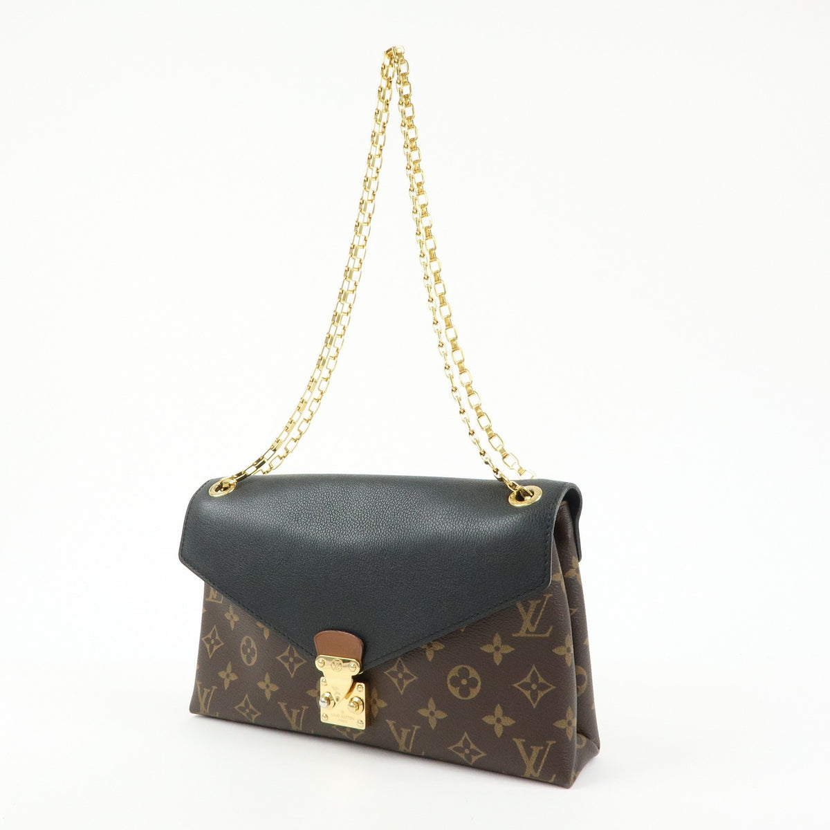 Louis Vuitton Pallas Chain Monogram Canvas and Calfskin, Brown, Canvas, Shoulder Bag
