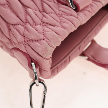 Miu Miu Crystal Convertible Top Handle Matelasse Leather, Pink, Leather, Handbag