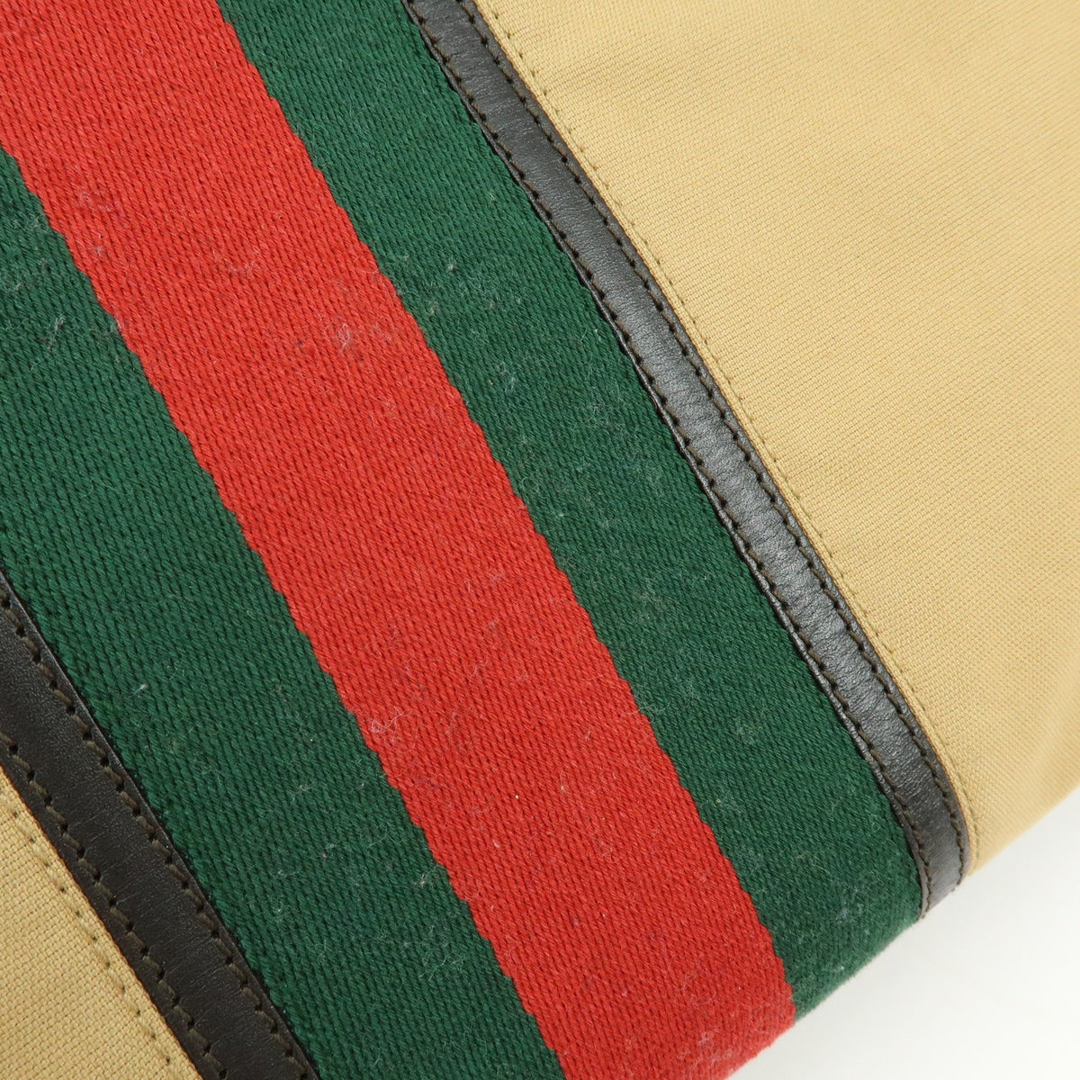Gucci Vintage Web Canvas and Leather, Beige, Canvas, Crossbody Bag