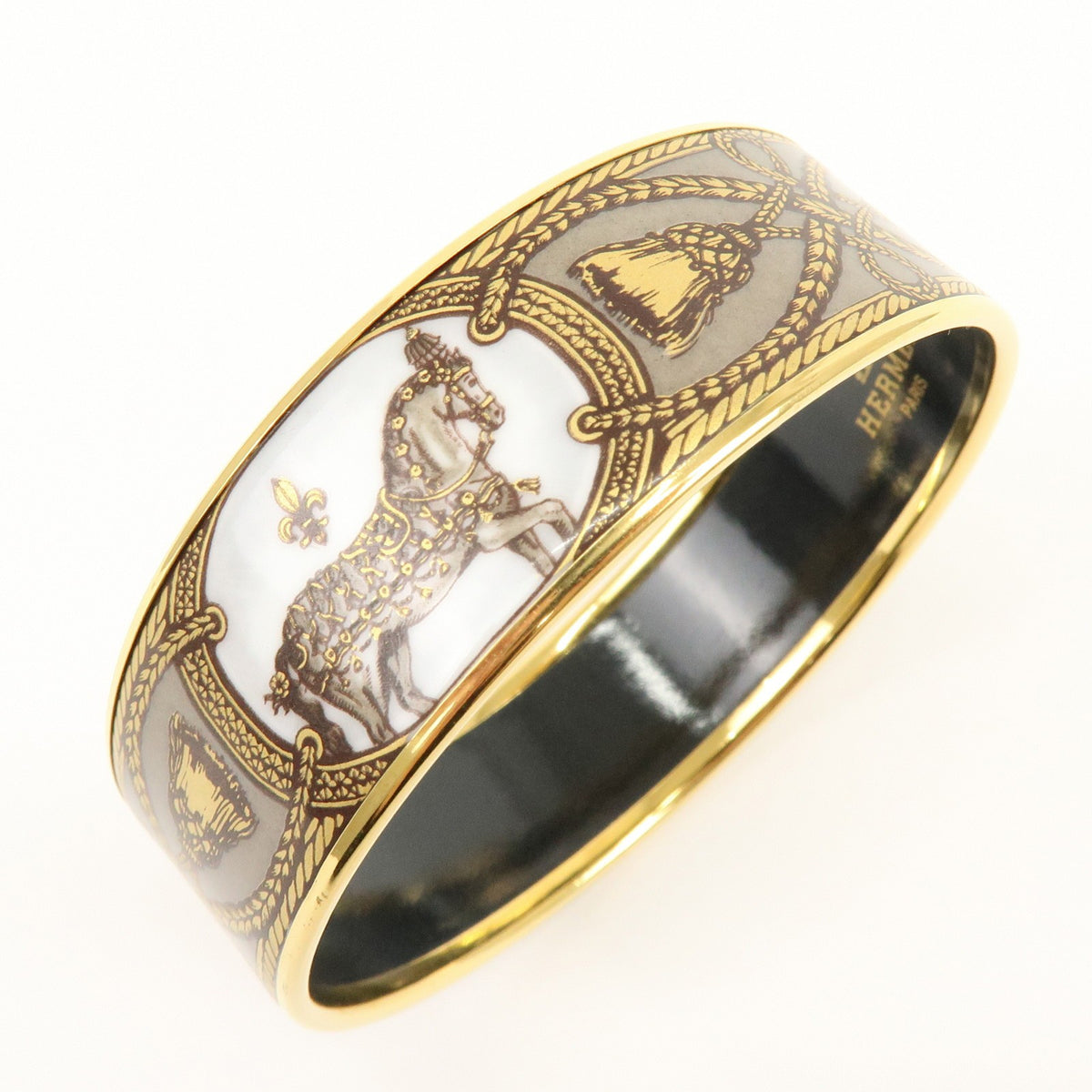 Hermes Bangle Printed Enamel, Multicolour, Gold Plated, Bracelet