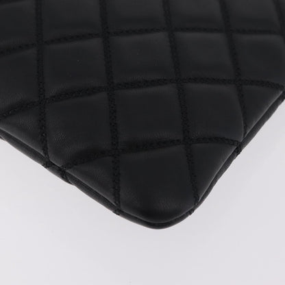 Chanel Bicolor Boy O Case Clutch Lambskin, Black, Leather, Clutch