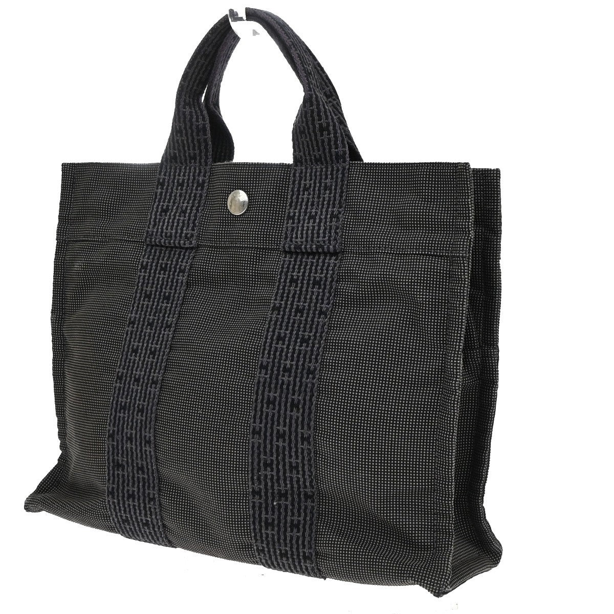 Hermes Fourre-tout Herline Canvas, Gray, Canvas, Tote Bag