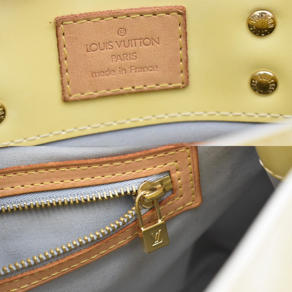 Louis Vuitton Reade Monogram Vernis, Yellow, Patent Leather, Handbag