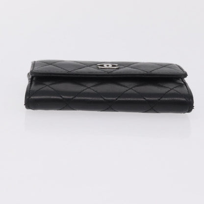 Chanel CC Flap Card Case Quilted Lambskin, Black, Leather, Card Holder