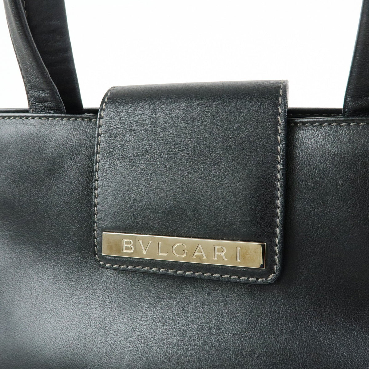Bvlgari Tote Leather, Black, Leather, Tote Bag