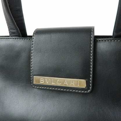 Bvlgari Tote Leather, Black, Leather, Tote Bag