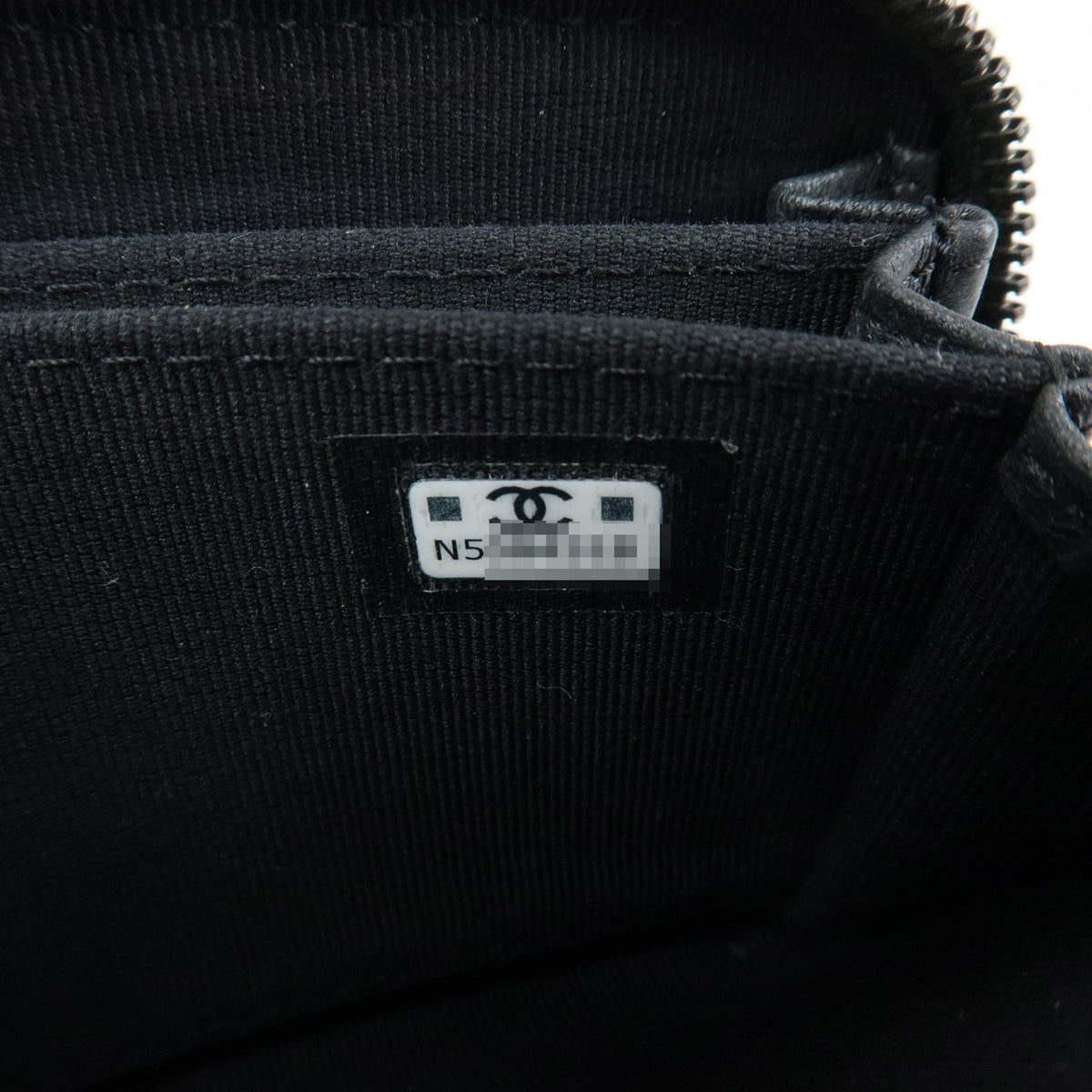 Chanel So Black CC Zip Coin Purse Quilted Lambskin, Black, Leather, Wallet