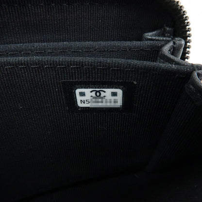 Chanel So Black CC Zip Coin Purse Quilted Lambskin, Black, Leather, Wallet