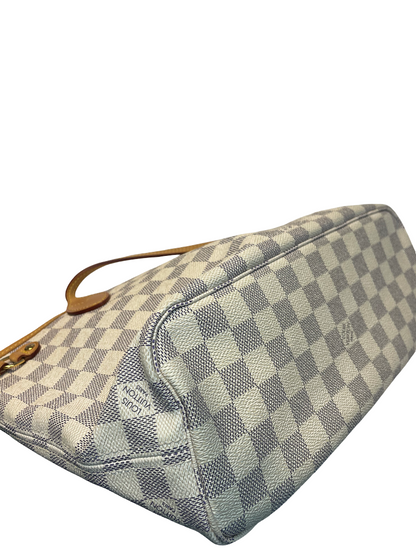 Louis Vuitton Neverfull Tote Damier, WHITE, CANVAS, Tote bag