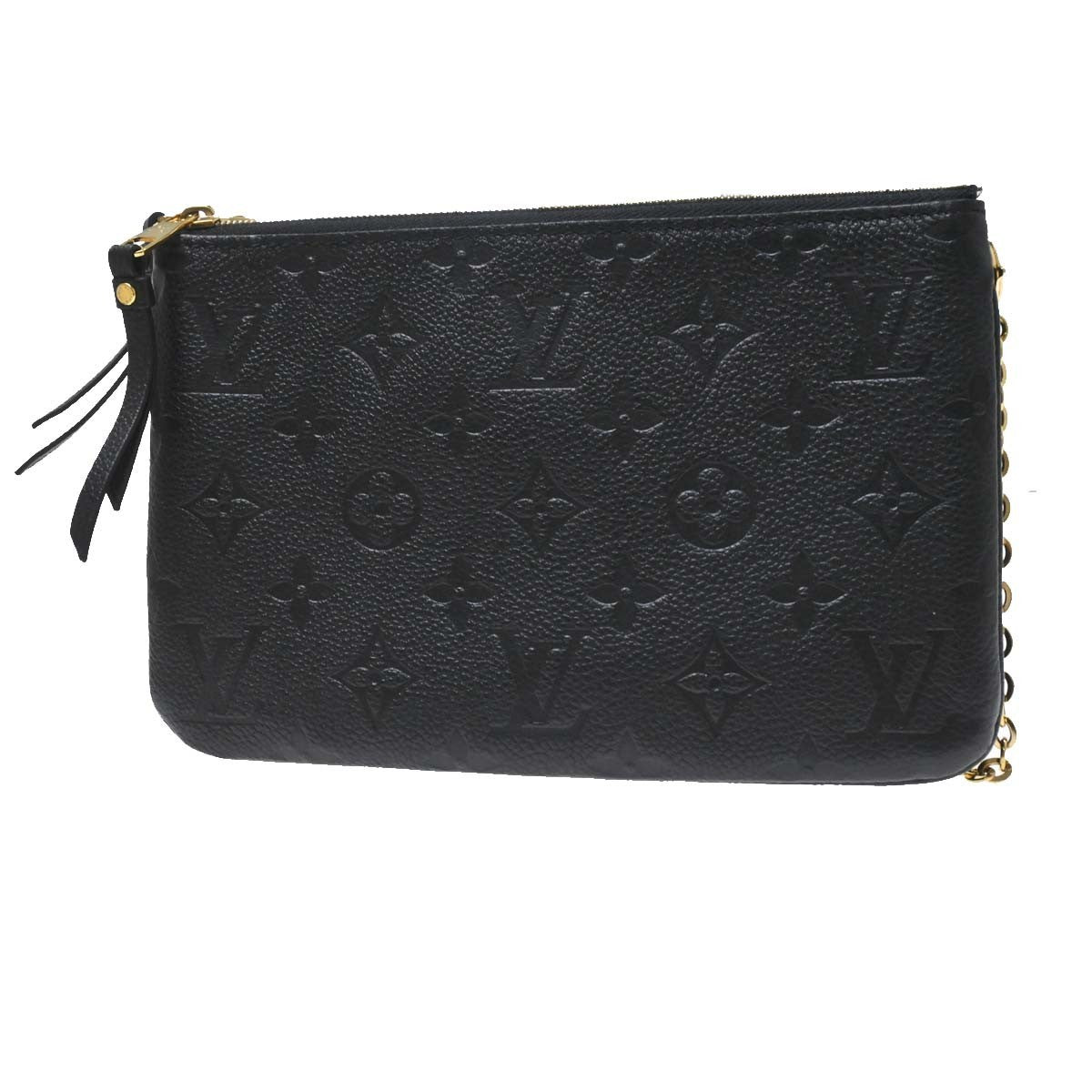 Louis Vuitton Double Zip Pochette Monogram Empreinte Leather, Black, Leather, Clutch