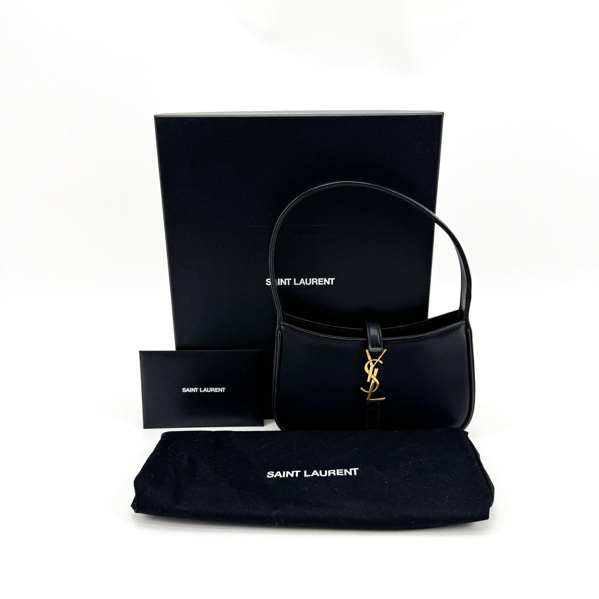 Saint Laurent Le 5 a 7 Hobo Leather, Black, Leather, Shoulder Bag