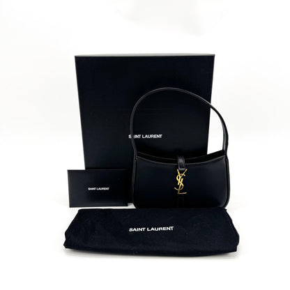 Saint Laurent Le 5 a 7 Hobo Leather, Black, Leather, Shoulder Bag