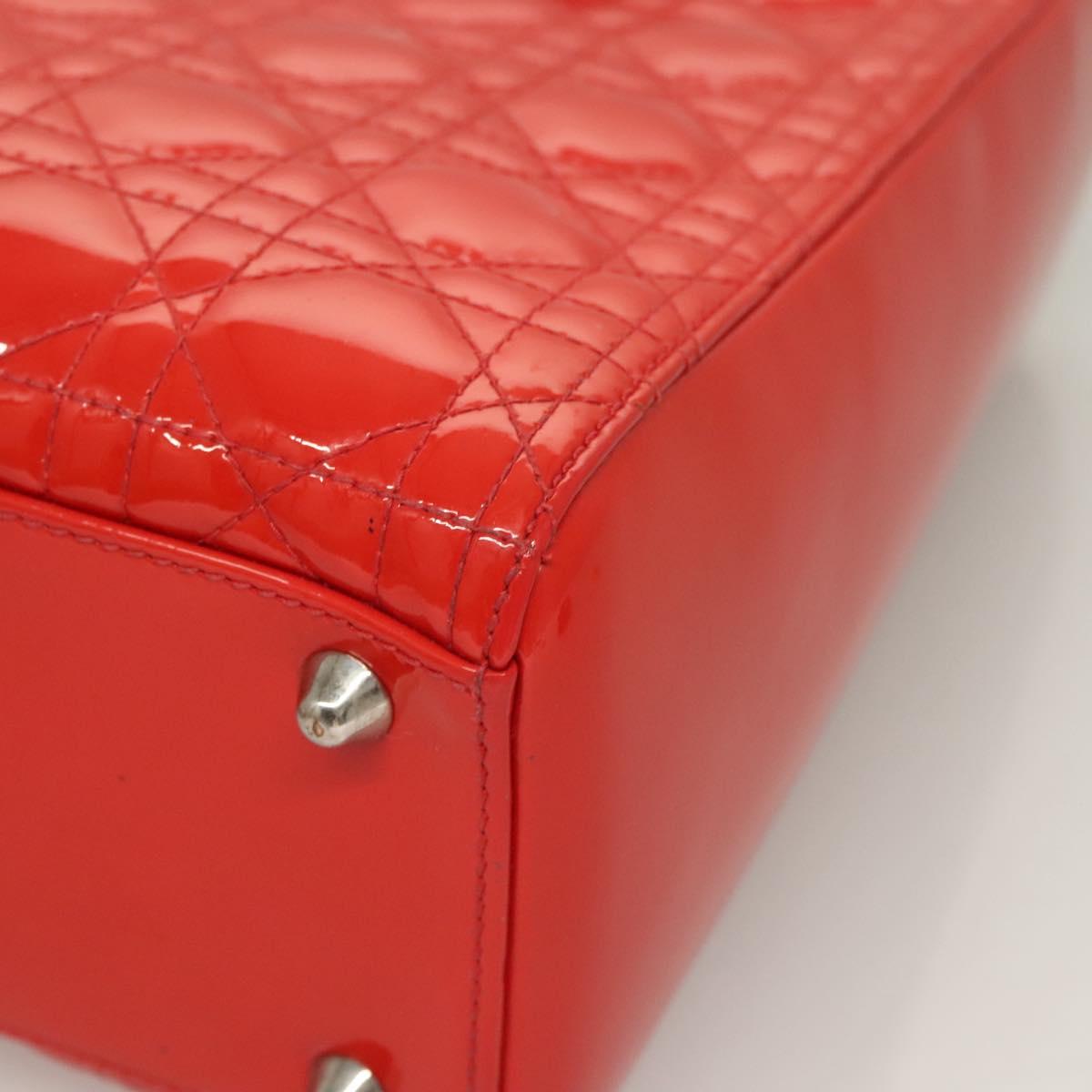 Christian Dior Vintage Lady Dior Bag Cannage Quilt Patent, RED, PATENT_LEATHER, Handbag