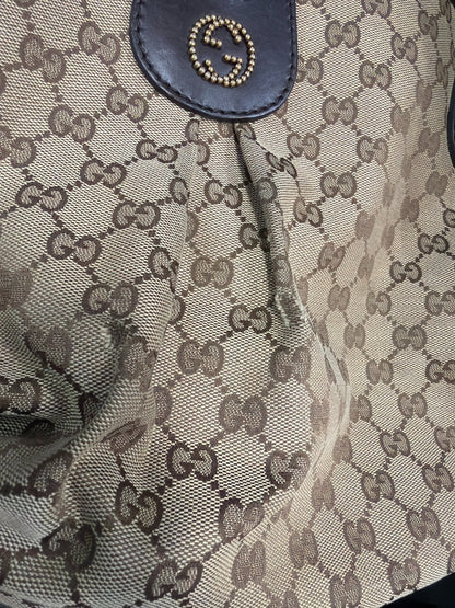 Gucci Scarlett GG Canvas with Leather, Brown, Canvas, Tote Bag