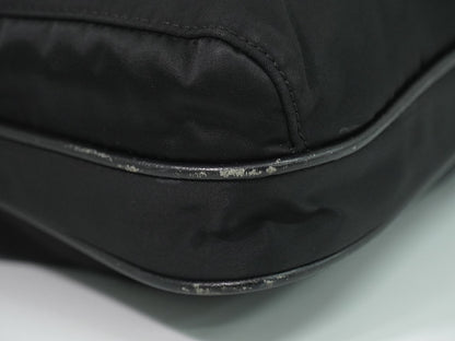 Prada Front Zip Messenger Quilted Tessuto, Black, Nylon, Shoulder Bag