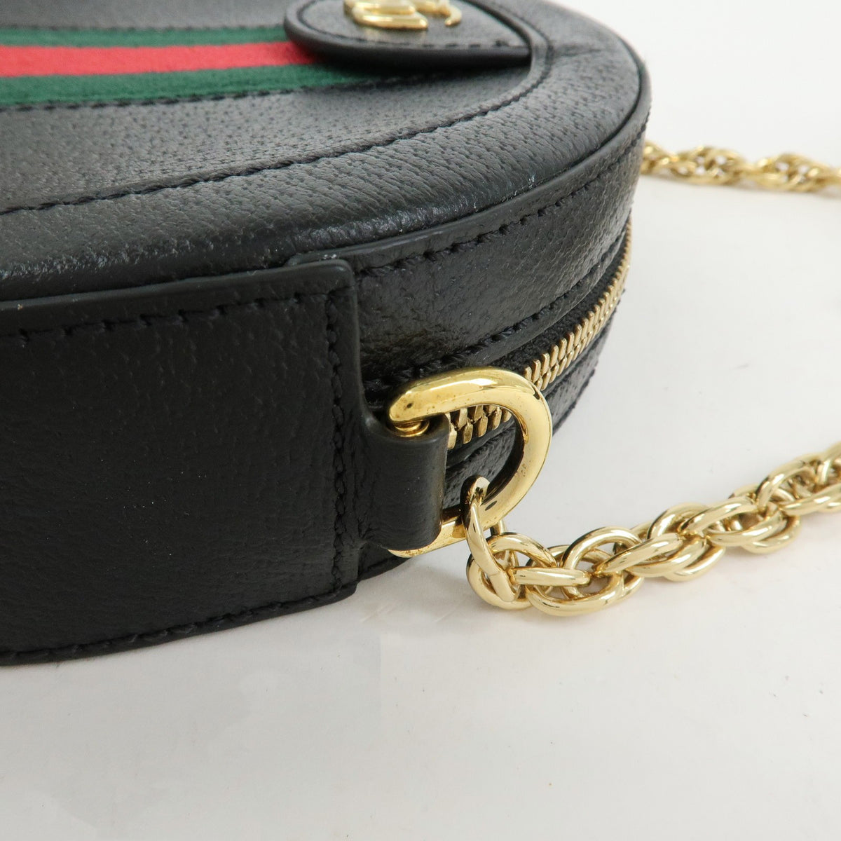 Gucci Ophidia Round Leather, Black, Leather, Shoulder Bag