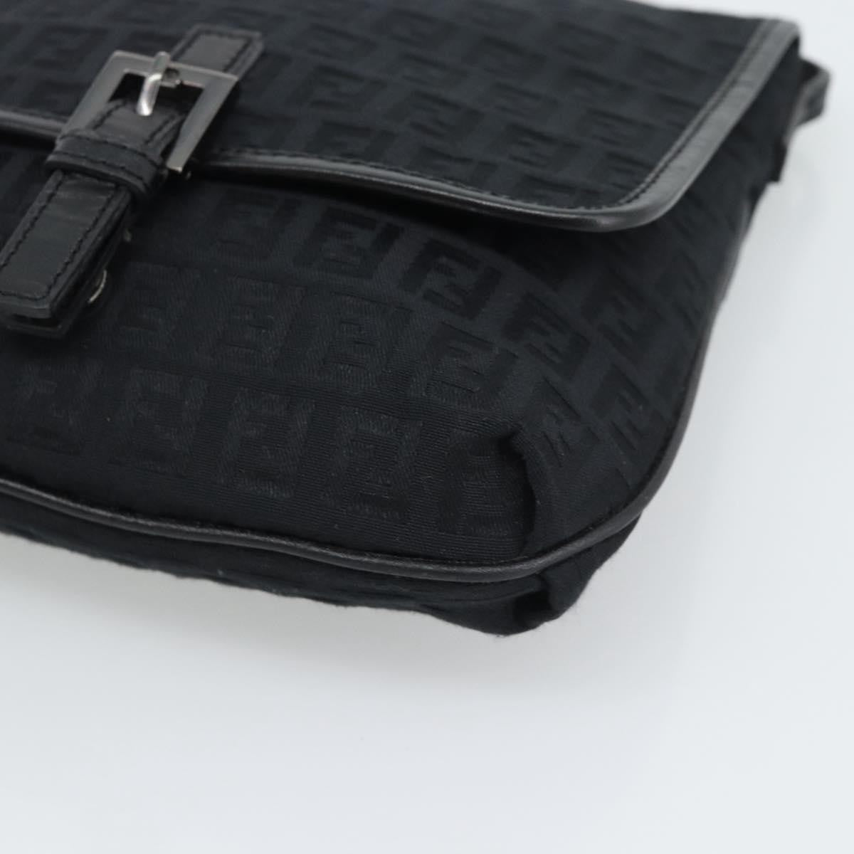 Fendi Shoulder Zucchino Canvas, Black, Canvas, Shoulder Bag