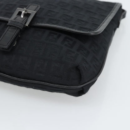 Fendi Shoulder Zucchino Canvas, Black, Canvas, Shoulder Bag