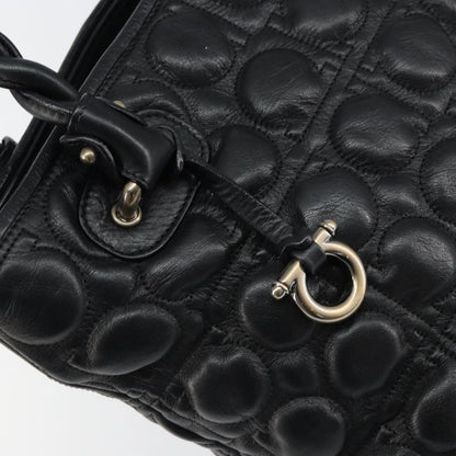 Salvatore Ferragamo Gancini Leather, Black, Leather, Handbag