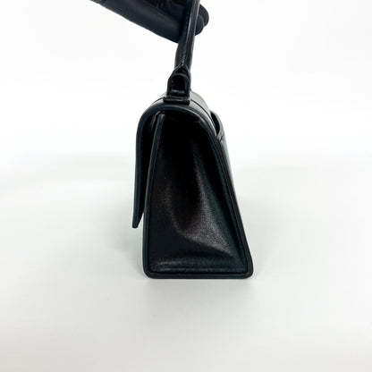 Balenciaga Hourglass Top Handle Leather with Crystals, Black, Leather, Handbag