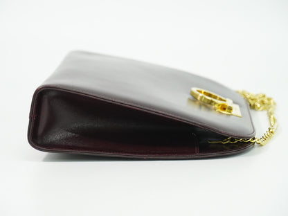 Salvatore Ferragamo Vintage Gancini Chain Leather, Burgundy, Leather, Shoulder Bag