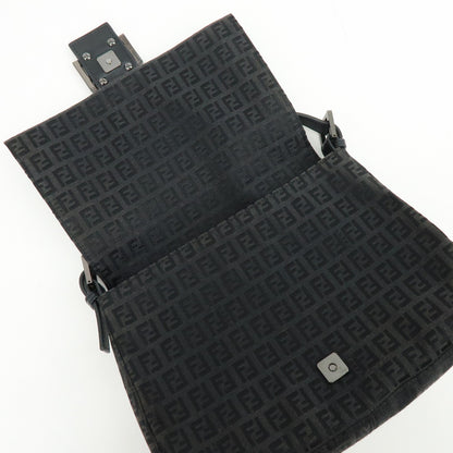 Fendi Zucchino Canvas Mamma Baguette Canvas, Black, Canvas, Shoulder Bag