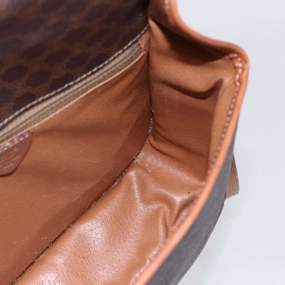 Celine Vintage Macadam Circle Logo Canvas and Leather, Brown, Canvas, Shoulder Bag