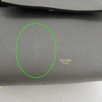 Celine Belt Textured Leather, Gray, Calfskin, Handbag
